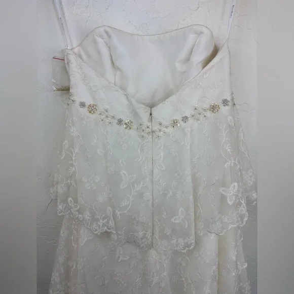 WTOO BRIDES by WATTERS $1100 Strapless Lace DressStella Tiered Train NEW 8
